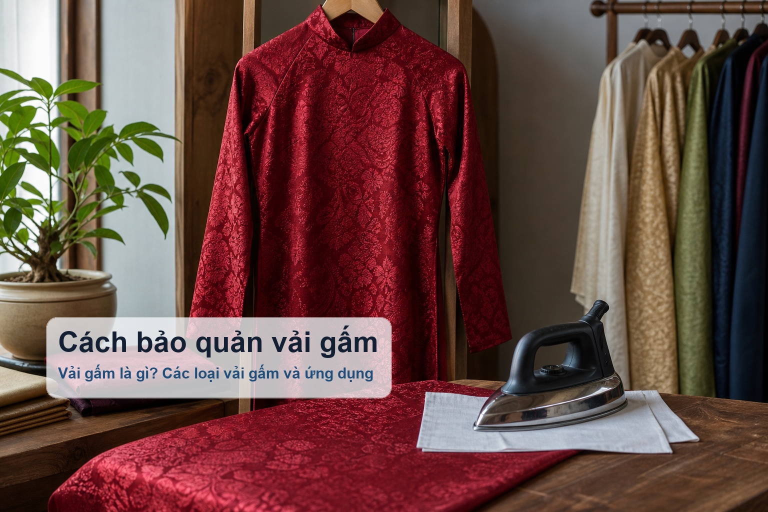 Cách bảo quản vải gấm bằng treo thoáng và ủi nhiệt thấp
