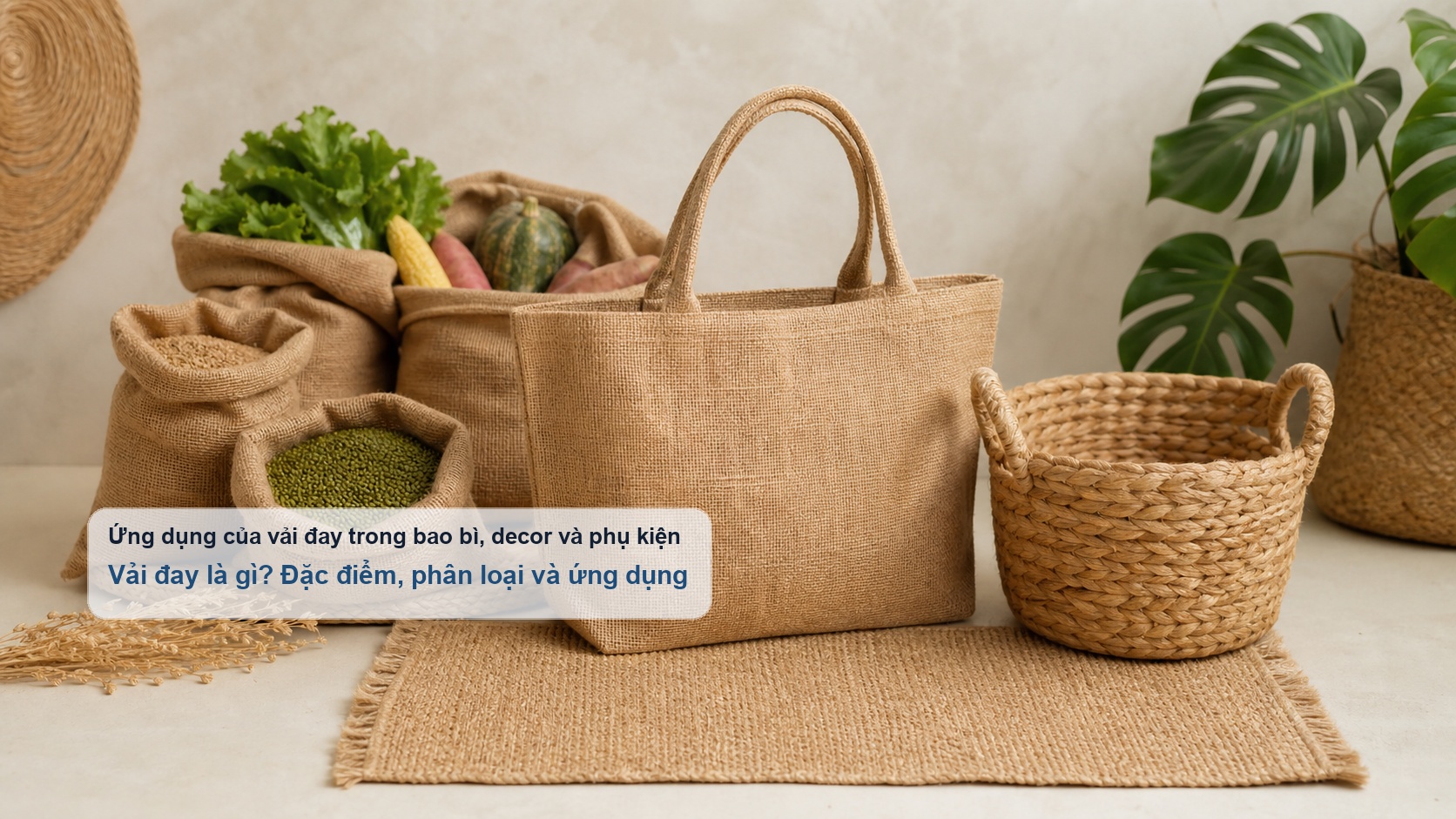 Ứng dụng của vải đay trong túi, bao bì và đồ decor thủ công