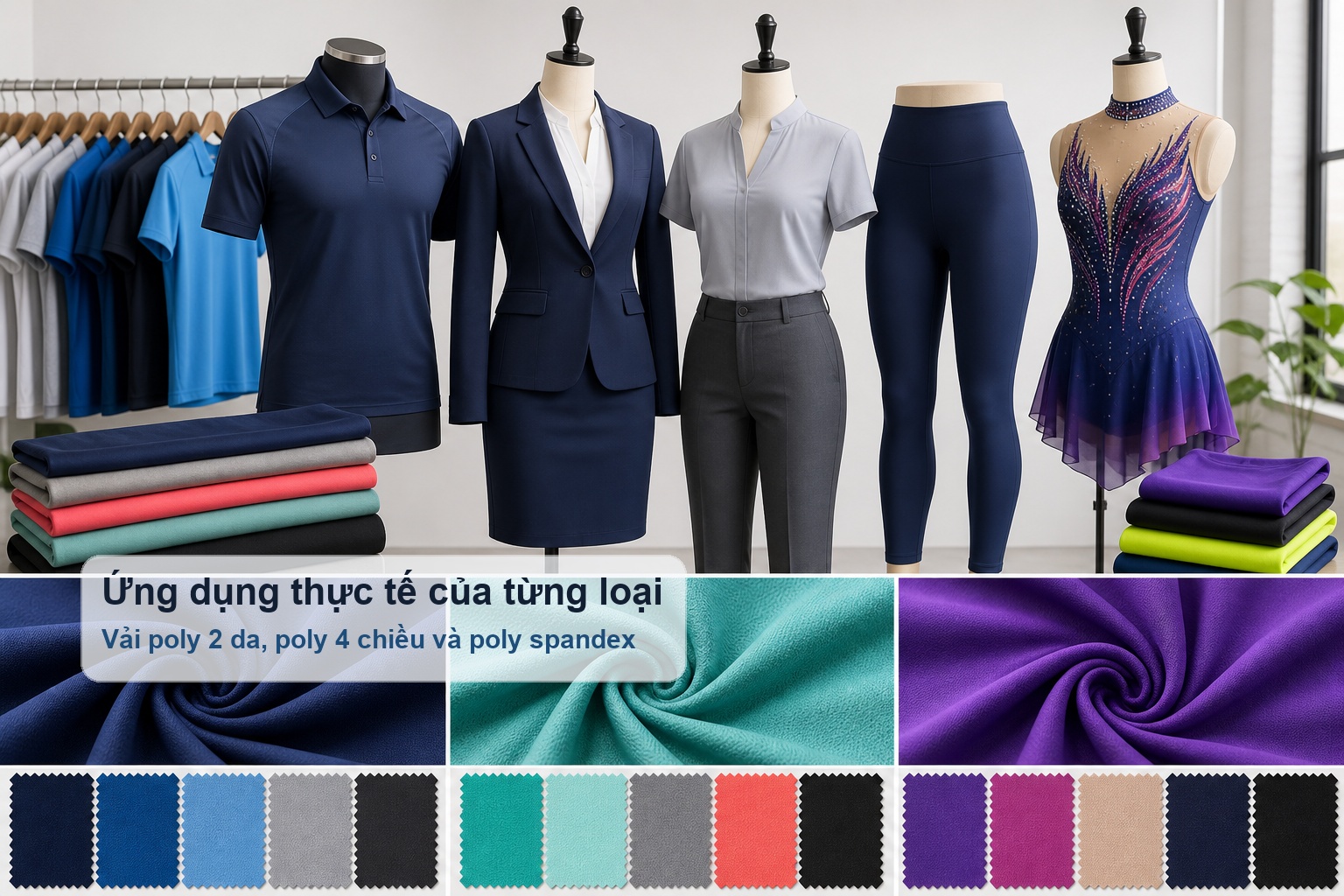 Ứng dụng poly 2 da poly 4 chiều và poly spandex