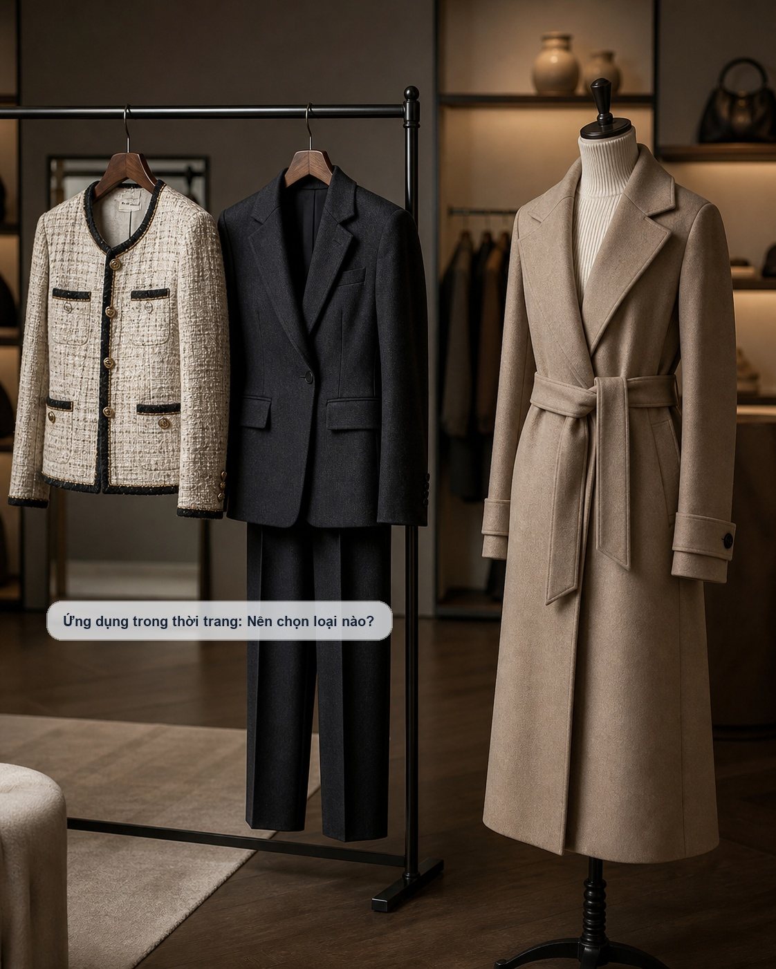 Ứng dụng vải tweed, tuytsi và dạ trong may mặc áo khoác, vest