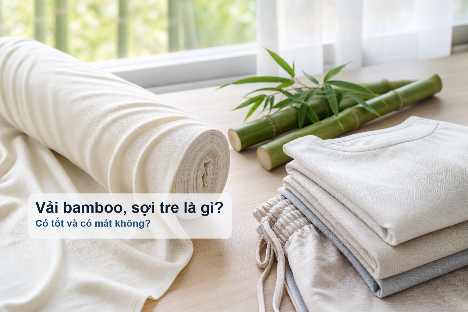 Vải bamboo mềm rũ với cảm giác mát và thân thiện với da