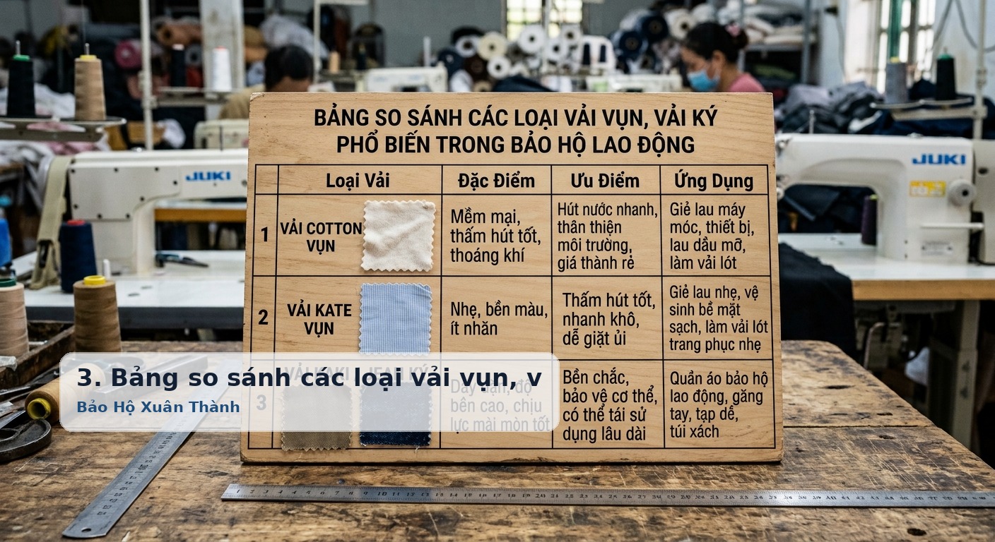 3. Bảng so sánh các loại vải vụn, vải ký phổ biến hiện nay - Bảo Hộ Xuân Thành