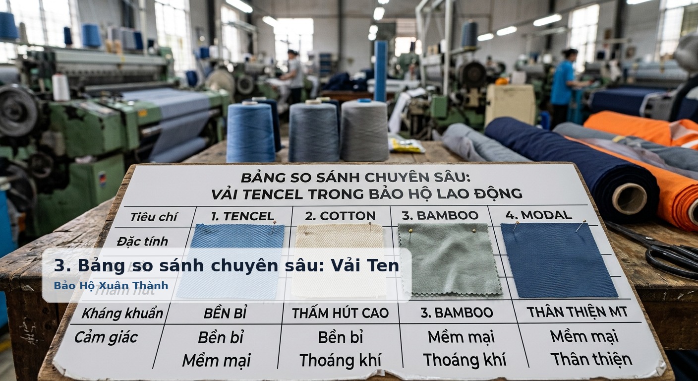 3. Bảng so sánh chuyên sâu: Vải Tencel với Cotton, Bamboo và Modal - Bảo Hộ Xuân Thành