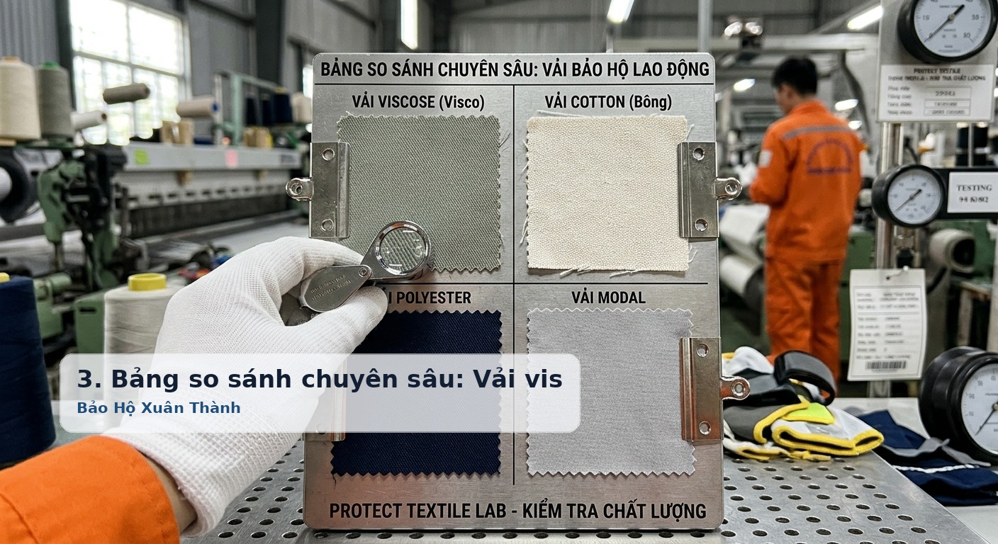 3. Bảng so sánh chuyên sâu: Vải viscose đối chiếu với Cotton, Polyester và Modal - Bảo Hộ Xuân Thành