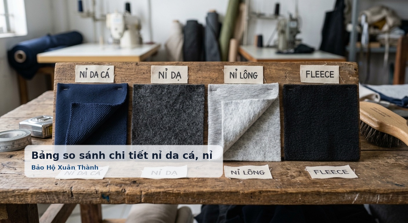 Bảng so sánh chi tiết nỉ da cá, nỉ dạ, nỉ lông và fleece - Bảo Hộ Xuân Thành