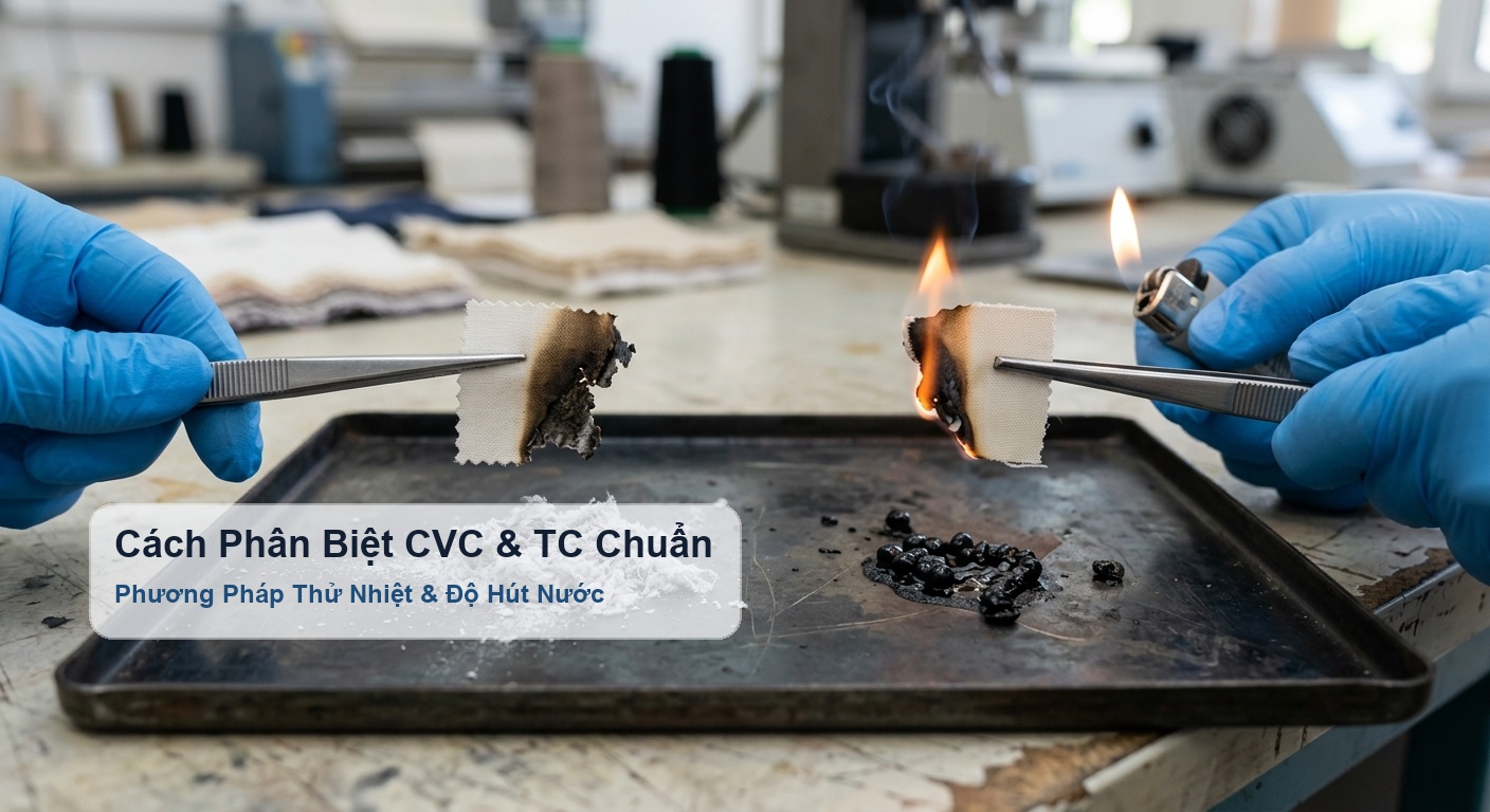 Cách phân biệt vải cotton 65/35 CVC và TC bằng phương pháp thử nhiệt - Bảo Hộ Xuân Thành