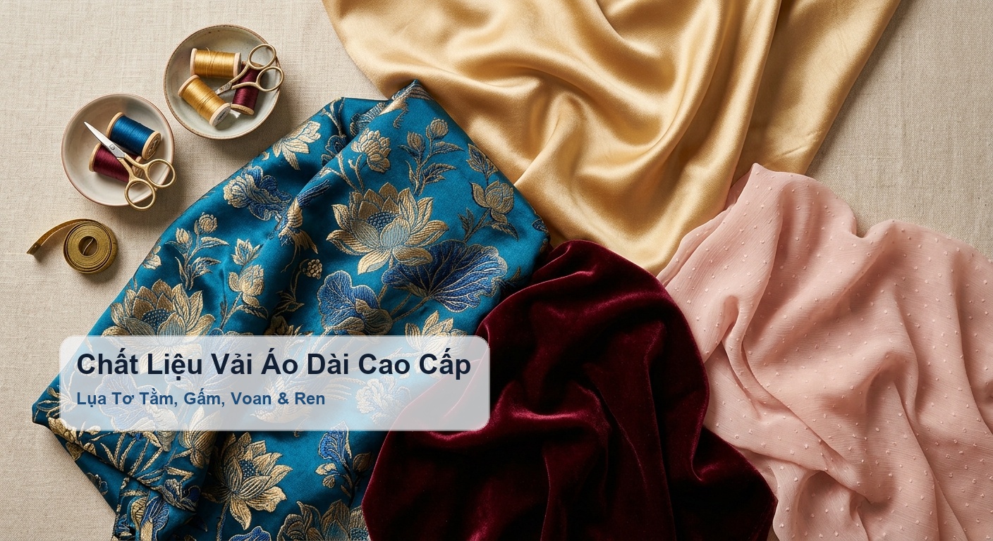 Các chất liệu vải áo dài cao cấp phổ biến lụa tơ tằm, gấm, voan và ren - Bảo Hộ Xuân Thành