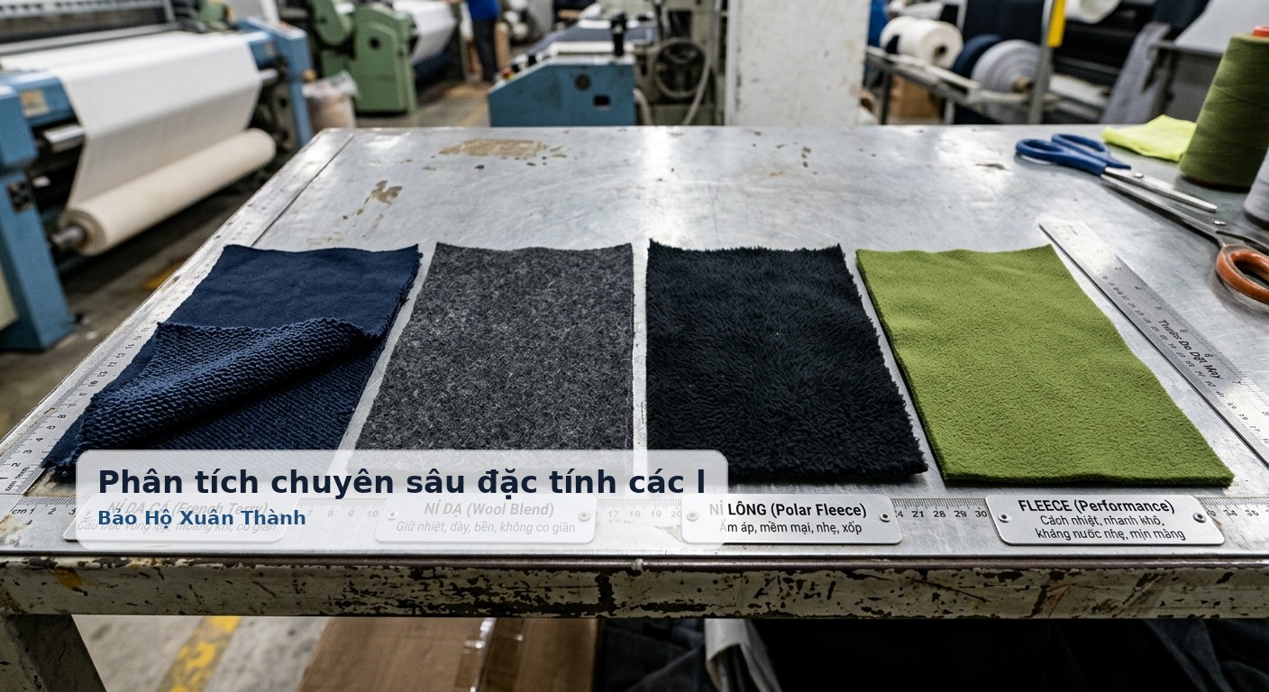 Phân tích chuyên sâu đặc tính các loại vải nỉ: Da cá, Dạ, Lông và Fleece - Bảo Hộ Xuân Thành