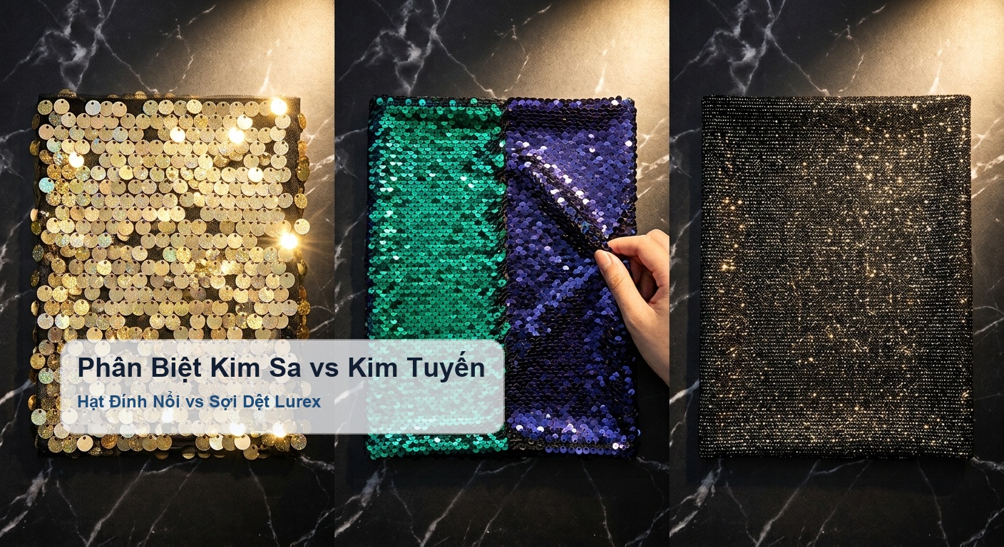 Phân biệt hạt đính nổi kim sa và sợi dệt kim tuyến kim loại - Bảo Hộ Xuân Thành