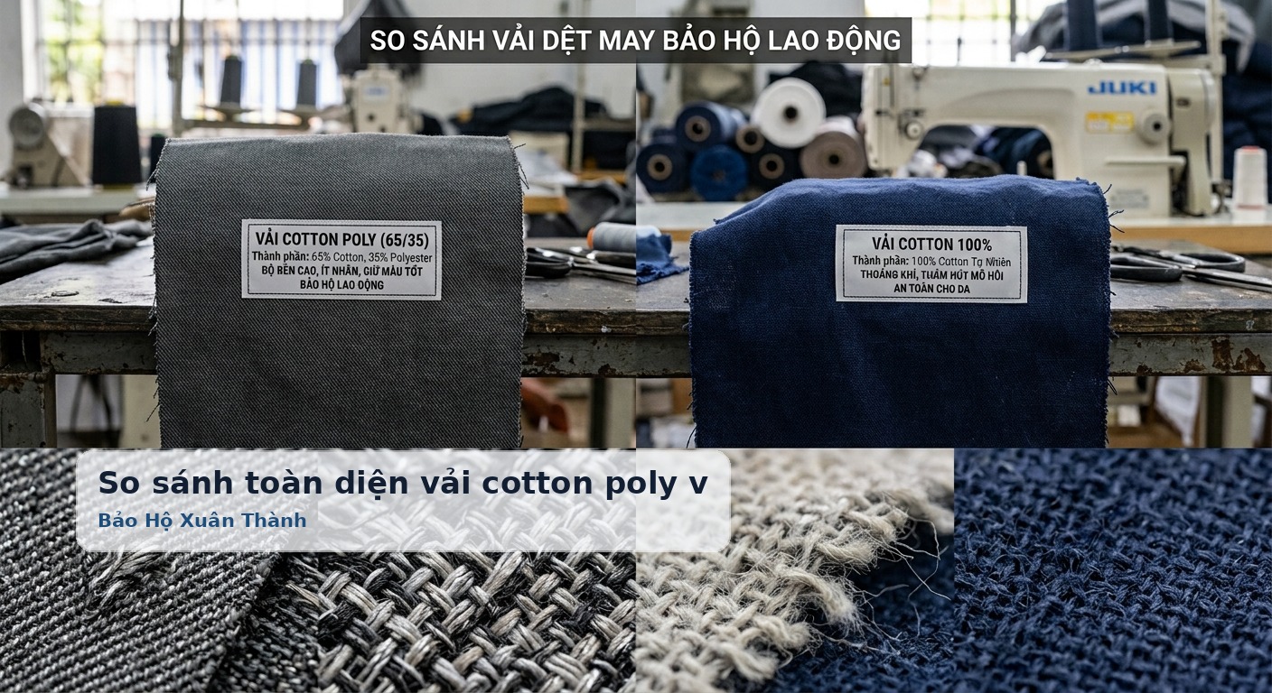 So sánh toàn diện vải cotton poly và cotton 100%: Ưu, nhược điểm và độ bền thực tế - Bảo Hộ Xuân Thành