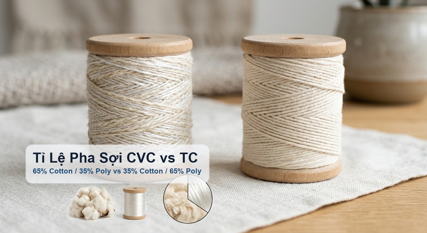 Tỉ lệ pha sợi giữa cotton và polyester trong vải CVC và TC - Bảo Hộ Xuân Thành