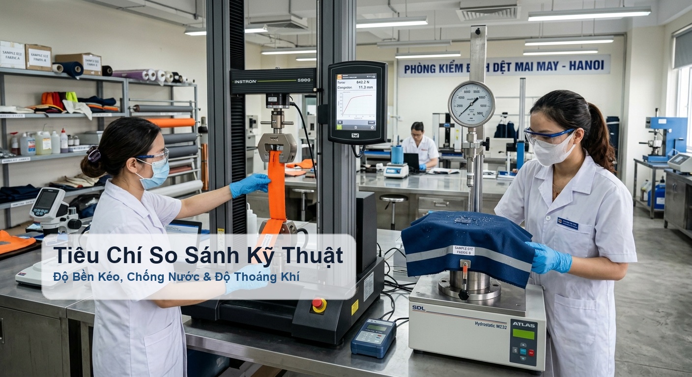 Tiêu Chí So Sánh Kỹ Thuật - Độ Bền Kéo, Chống Nước & Độ Thoáng Khí - Bảo Hộ Xuân Thành