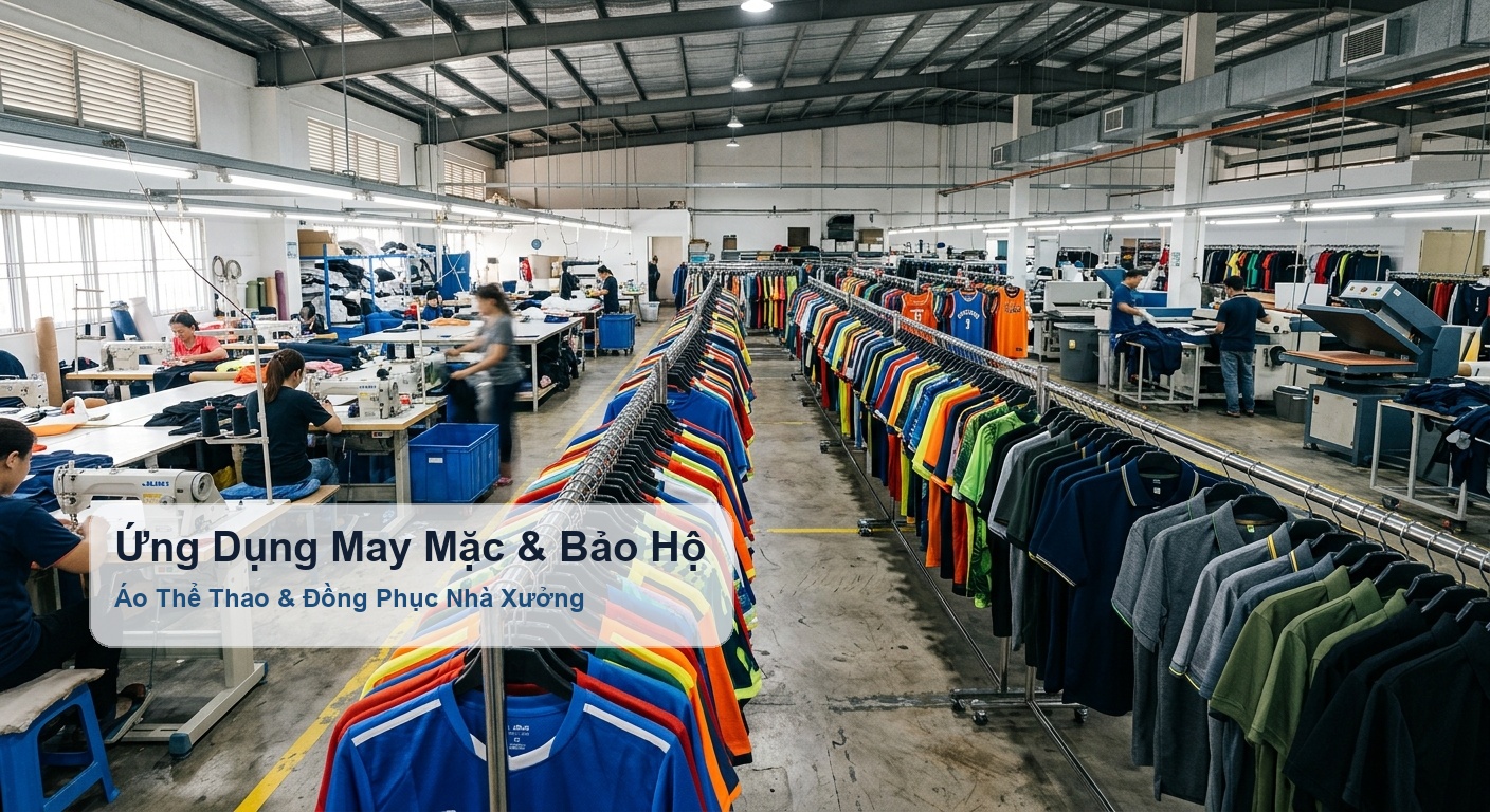 Ứng dụng vải mè may áo thể thao và áo đồng phục bảo hộ lao động nhà xưởng - Bảo Hộ Xuân Thành