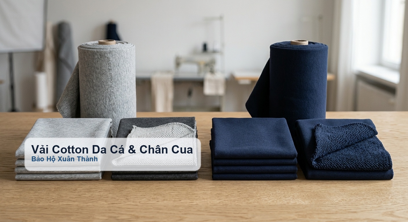 Vải cotton da cá và chân cua may áo khoác và đồng phục mùa đông - Bảo Hộ Xuân Thành
