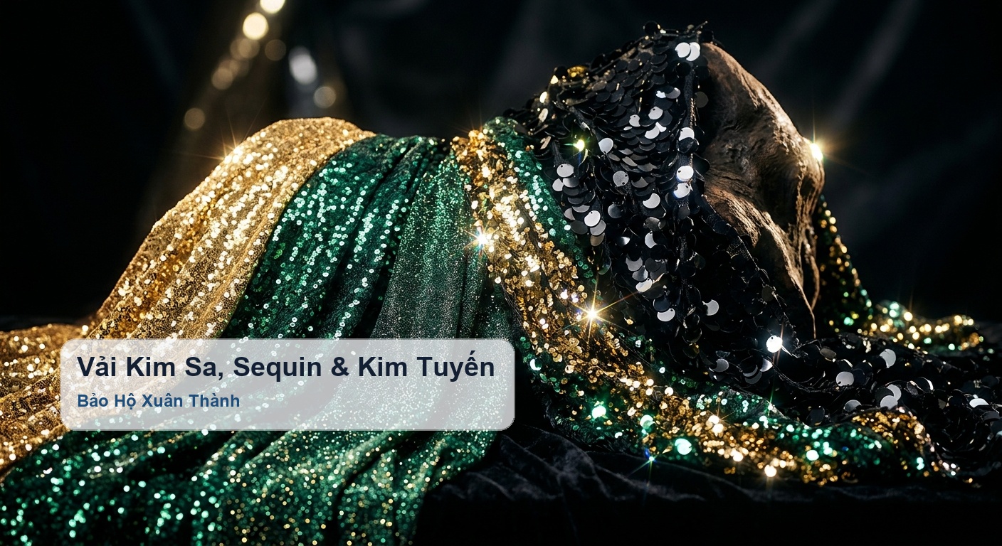 Vải kim sa sequin và kim tuyến may trang phục sự kiện biểu diễn - Bảo Hộ Xuân Thành