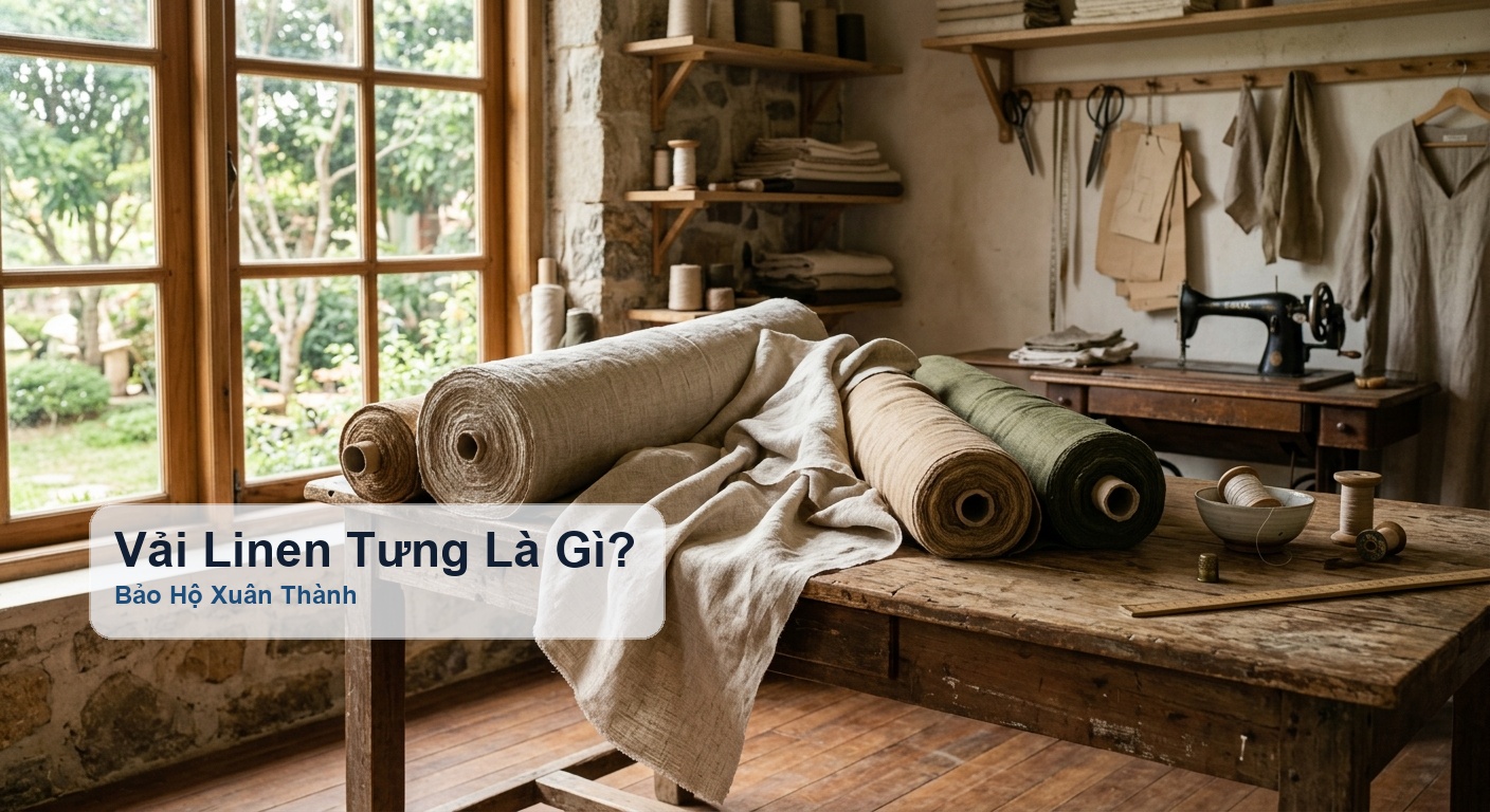 Vải linen tưng tự nhiên cao cấp sợi dai bề mặt đanh mượt - Bảo Hộ Xuân Thành