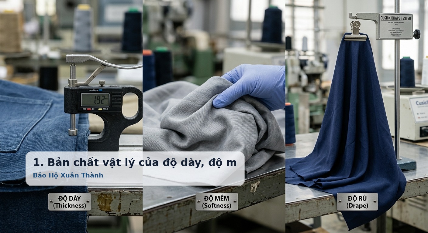 1. Bản chất vật lý của độ dày, độ mềm và độ rủ trong dệt may - Bảo Hộ Xuân Thành