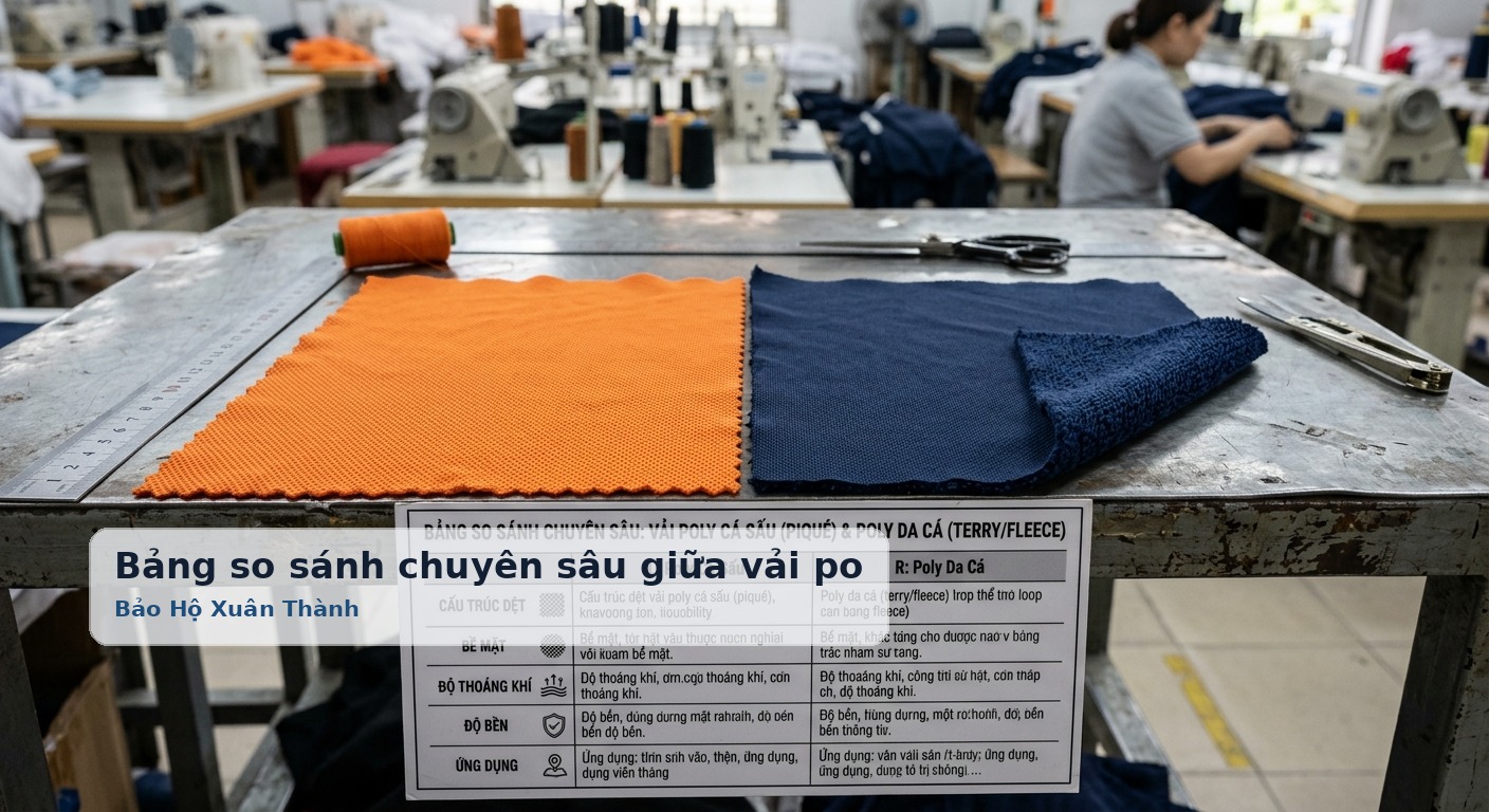 Bảng so sánh chuyên sâu giữa vải poly cá sấu và poly da cá - Bảo Hộ Xuân Thành