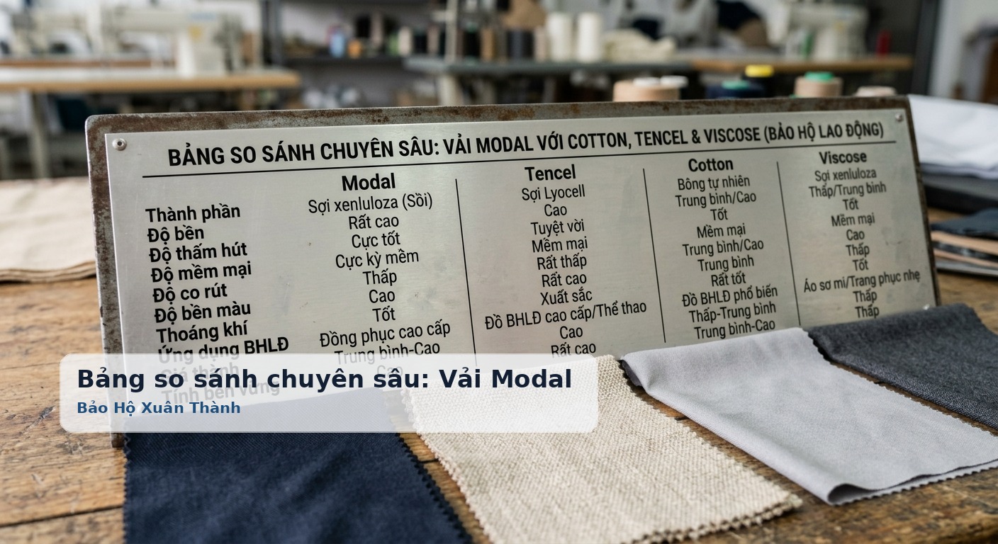 Bảng so sánh chuyên sâu: Vải Modal với Cotton, Tencel và Viscose - Bảo Hộ Xuân Thành