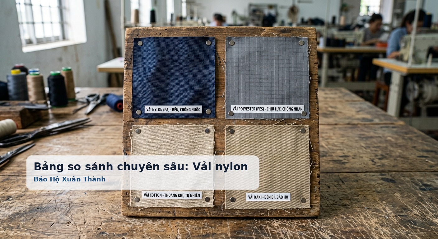 Bảng so sánh chuyên sâu: Vải nylon với Polyester, Cotton và Kaki - Bảo Hộ Xuân Thành