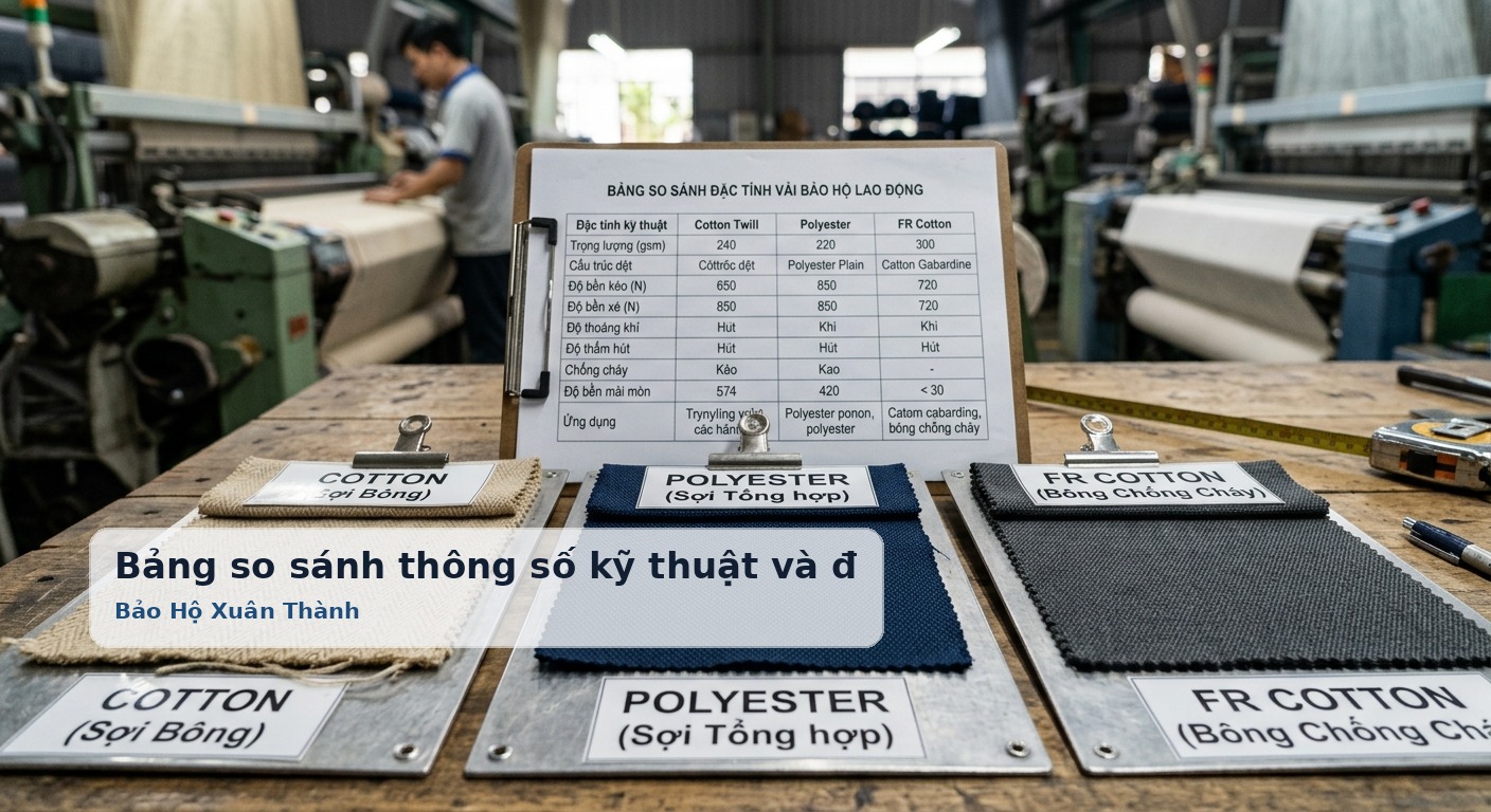 Bảng so sánh thông số kỹ thuật và đặc tính cơ lý của các loại vải phổ biến - Bảo Hộ Xuân Thành