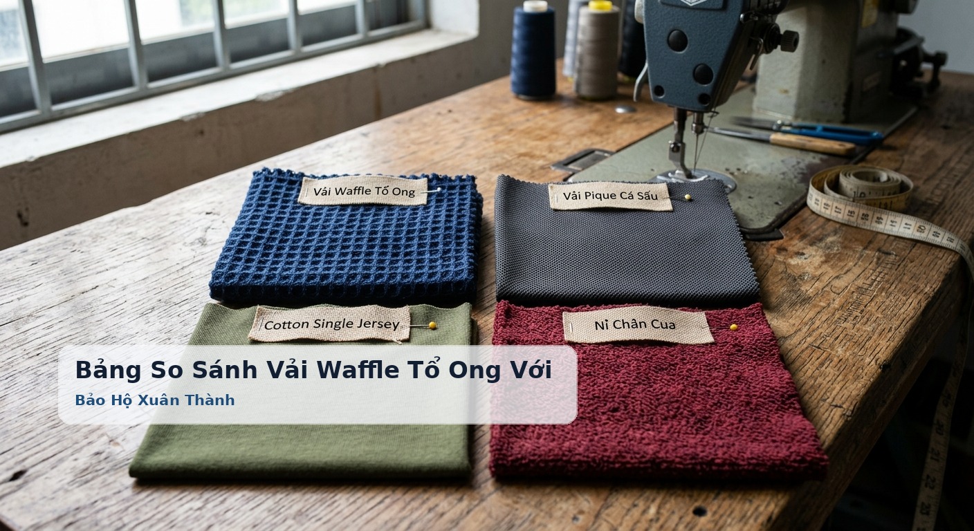 Bảng So Sánh Vải Waffle Tổ Ong Với Vải Pique Cá Sấu, Cotton Single Jersey Và Nỉ Chân Cua - Bảo Hộ Xuân Thành