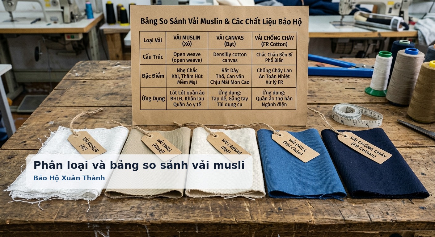 Phân loại và bảng so sánh vải muslin với các chất liệu bảo hộ thông dụng - Bảo Hộ Xuân Thành