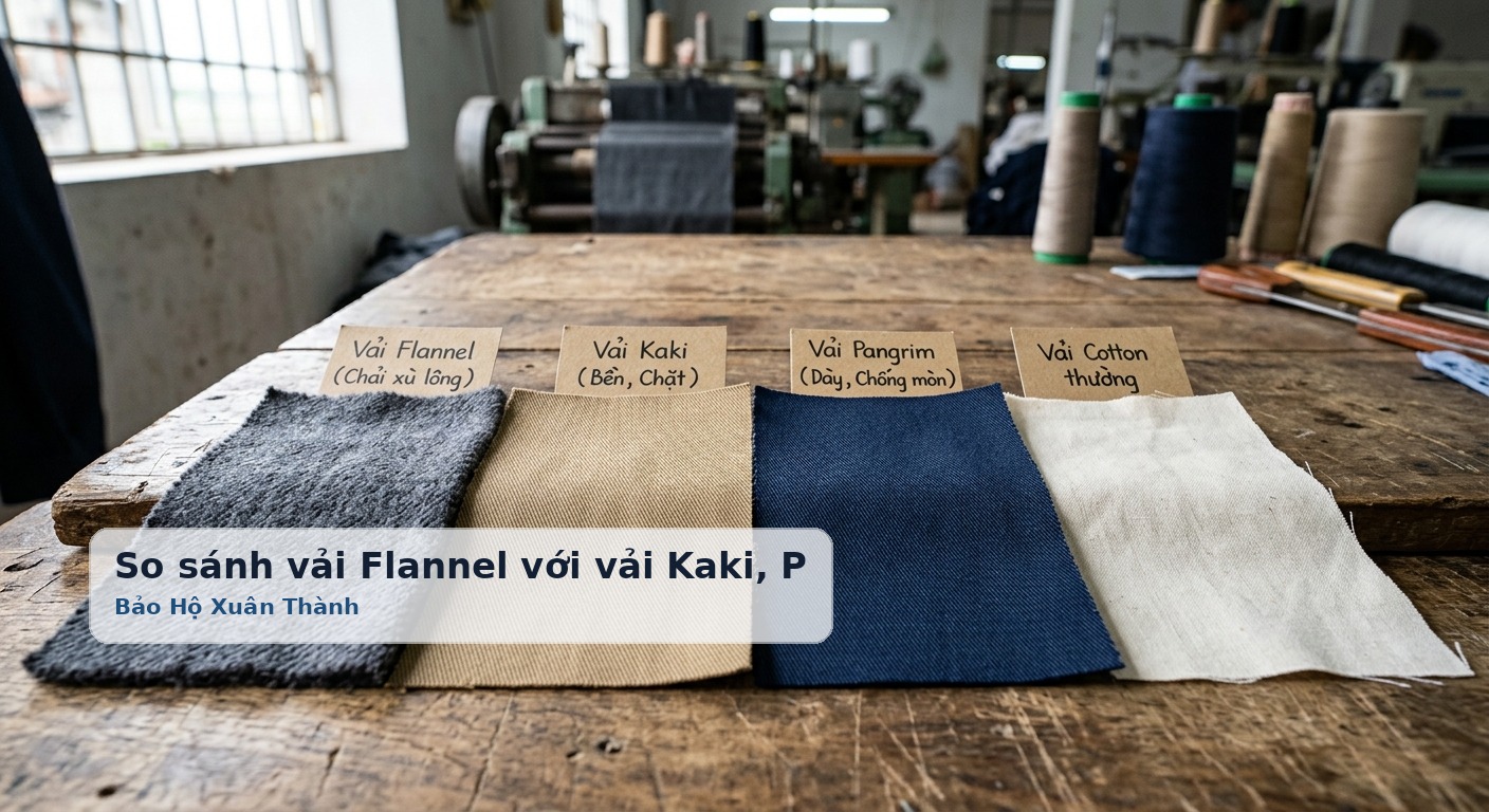 So sánh vải Flannel với vải Kaki, Pangrim và Cotton thông thường - Bảo Hộ Xuân Thành