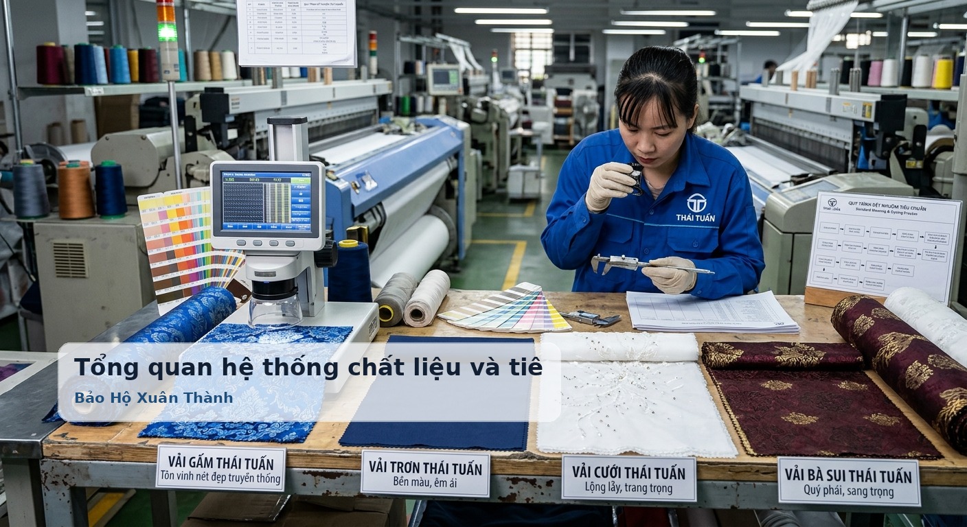 Tổng quan hệ thống chất liệu và tiêu chuẩn kỹ thuật dệt nhuộm vải áo dài Thái Tuấn - Bảo Hộ Xuân Thành